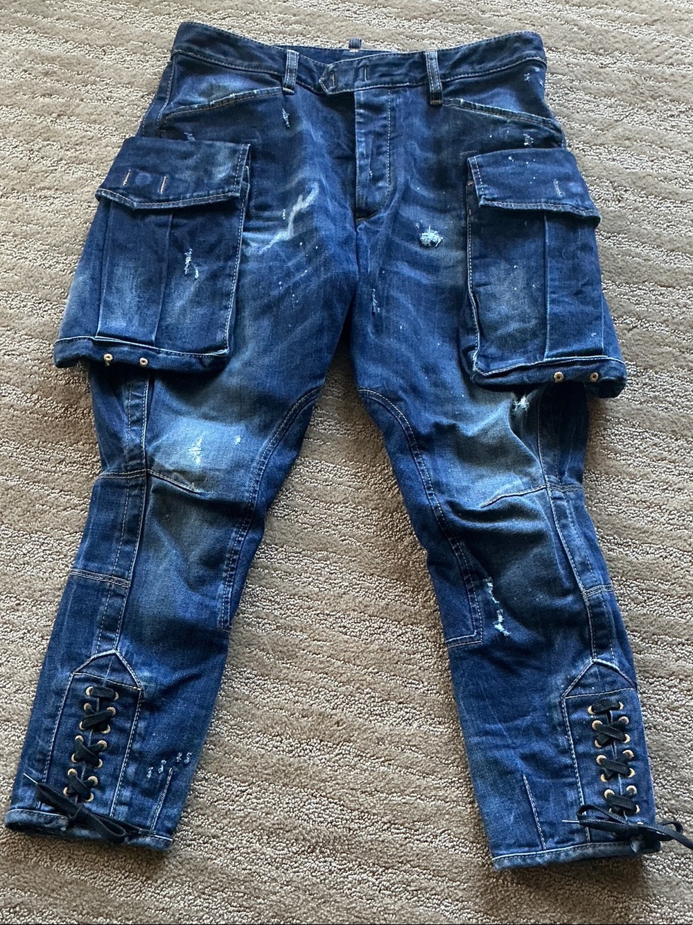 Blue Women's Cargo Denim Jeans